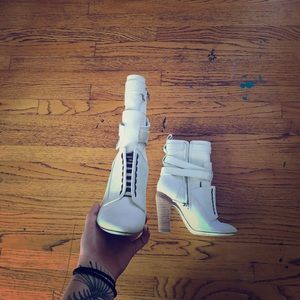 White Fendi ankle boots